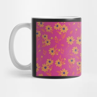 The cute flower pattern in pink and yellow, orange and blue colours Mug